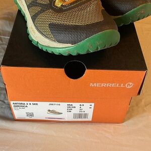 Merrell Antora 2 X See Trail Shoes with Green and Tan